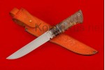Нож Стик (S 390,зуб мамонта в акриле, нейзильбер, стабилизированный кап клёна, мозаичный пин)
